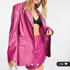ASOS pink leather set- Skirt and jacket